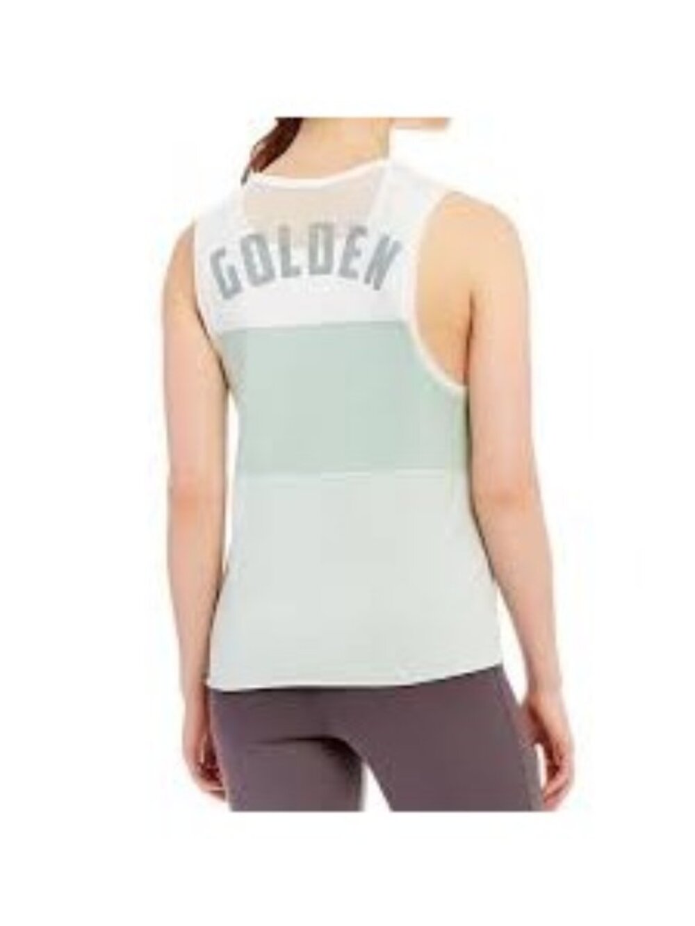 Free People Womens Golden Tank Top Mesh Panel Green Combo Small NWT